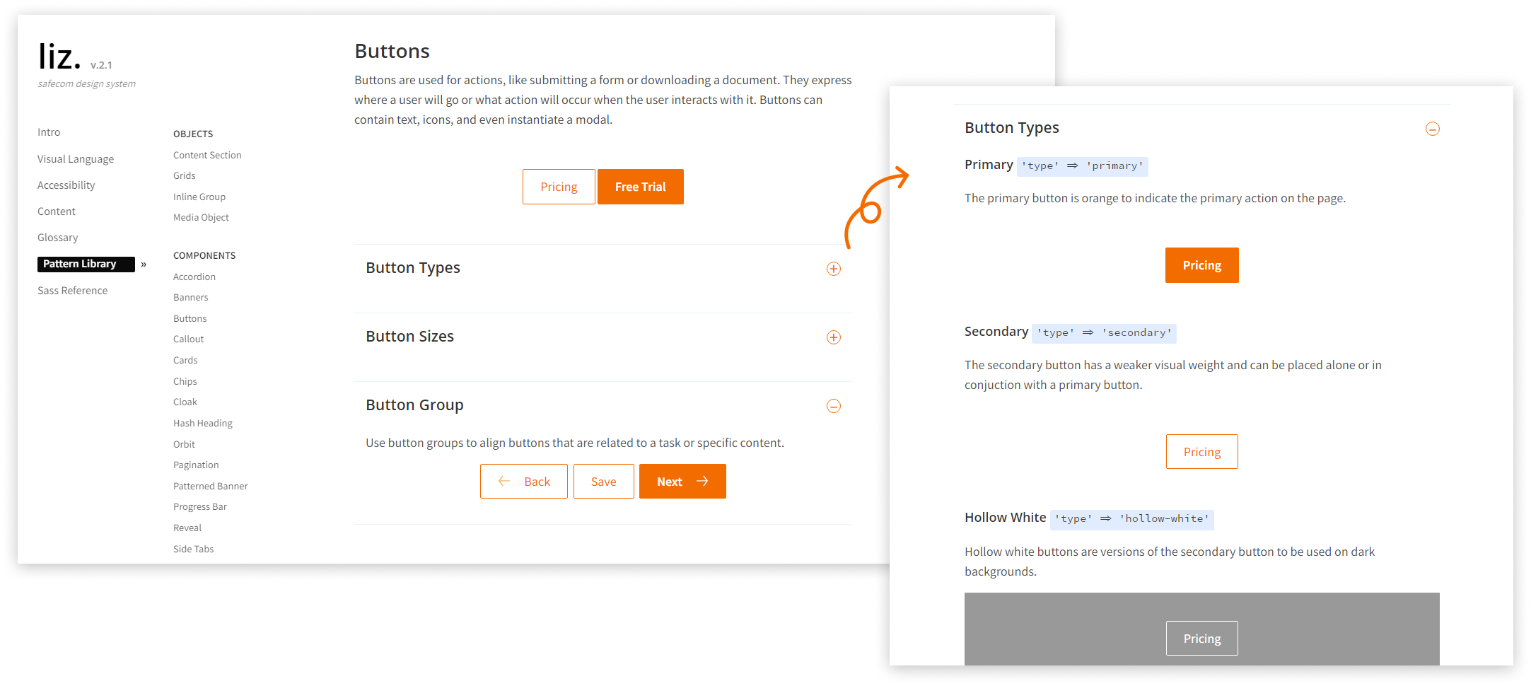 The latest iteration of the design system with extensive sections on content, design, and coding. It also includes both visual & code references.